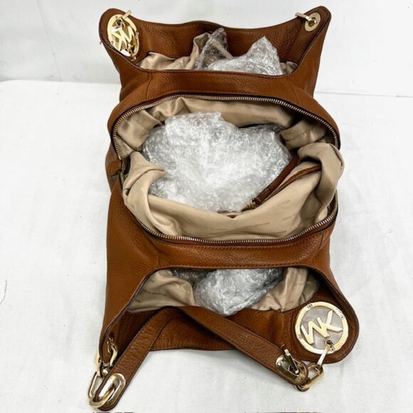 Michael Kors Brown Leather Hobo with Colorful Scarf - Picture 14 of 14